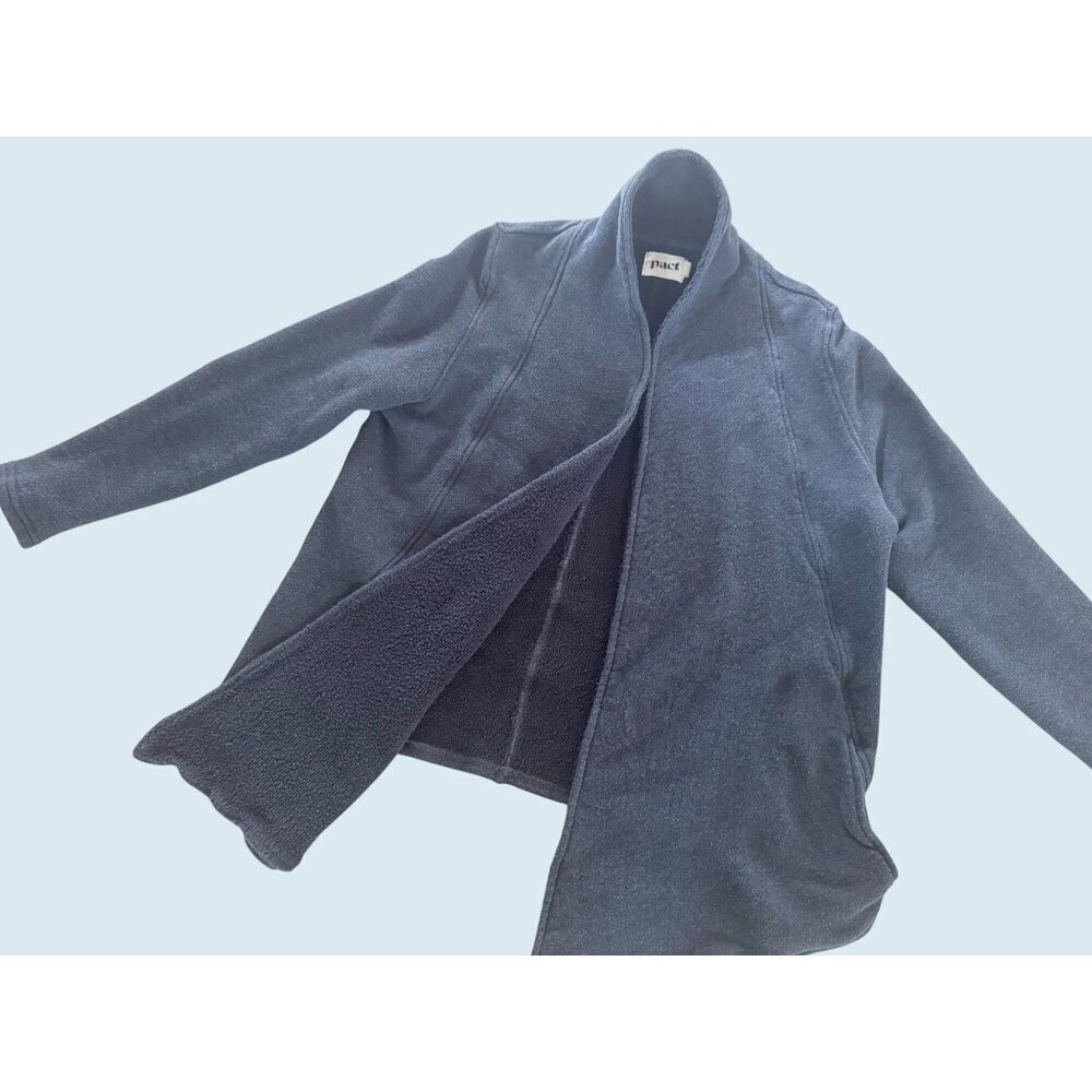 PACT Organic Cotton Charcoal Grey Open Front French Terry Cardigan Sz XL